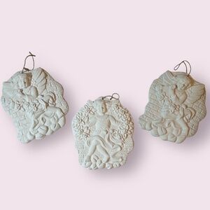 NWT-DIY Craft-Set of 3 Ceramic Bisque Angel Wall Cherubs Decor– Ready to Paint